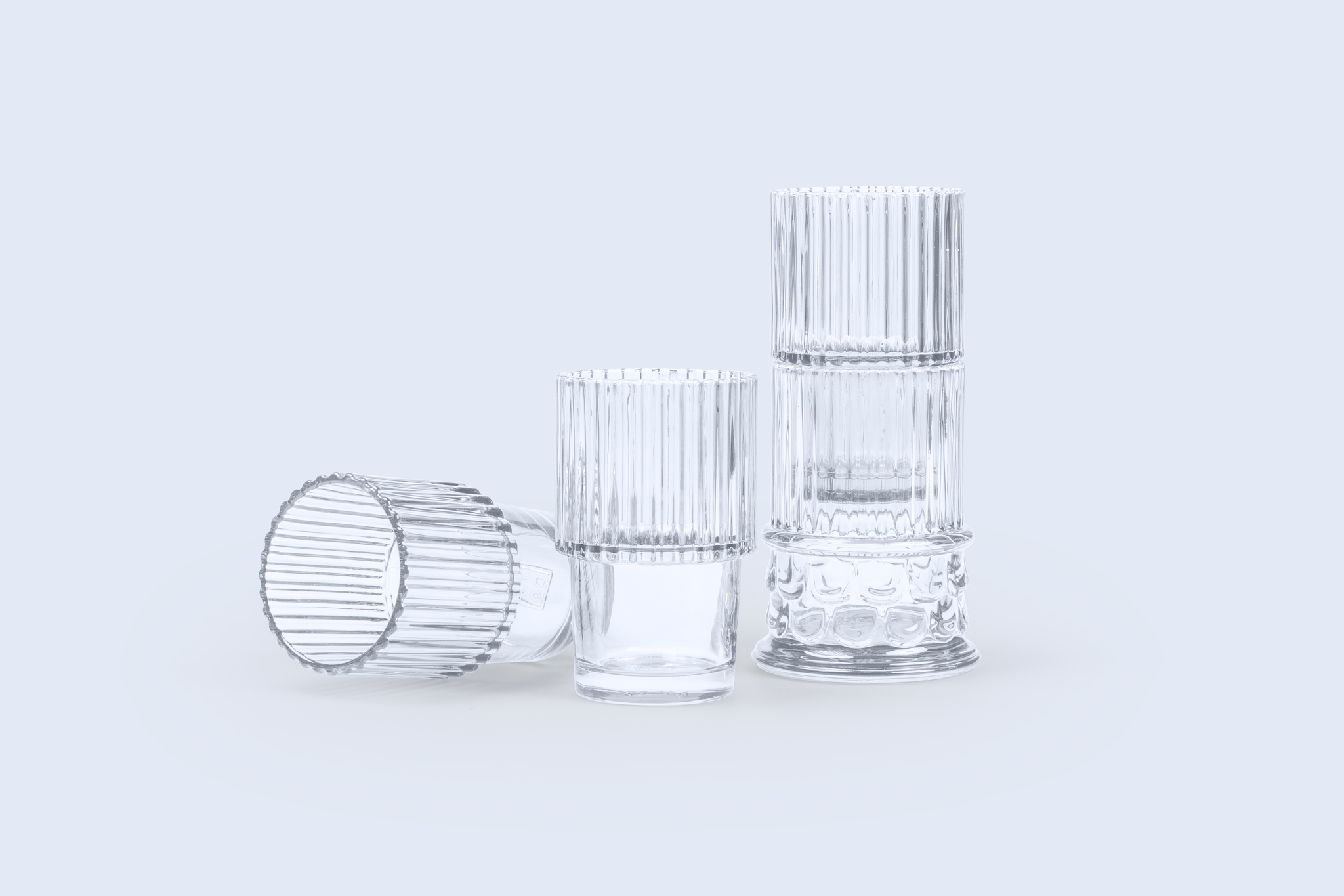 Set of four stackable glasses