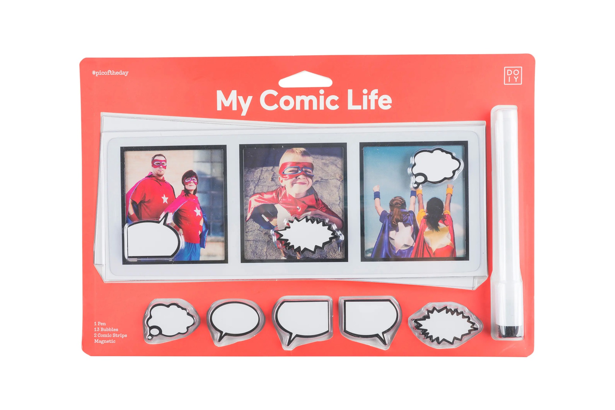 Set of magnets and dry-erase pen