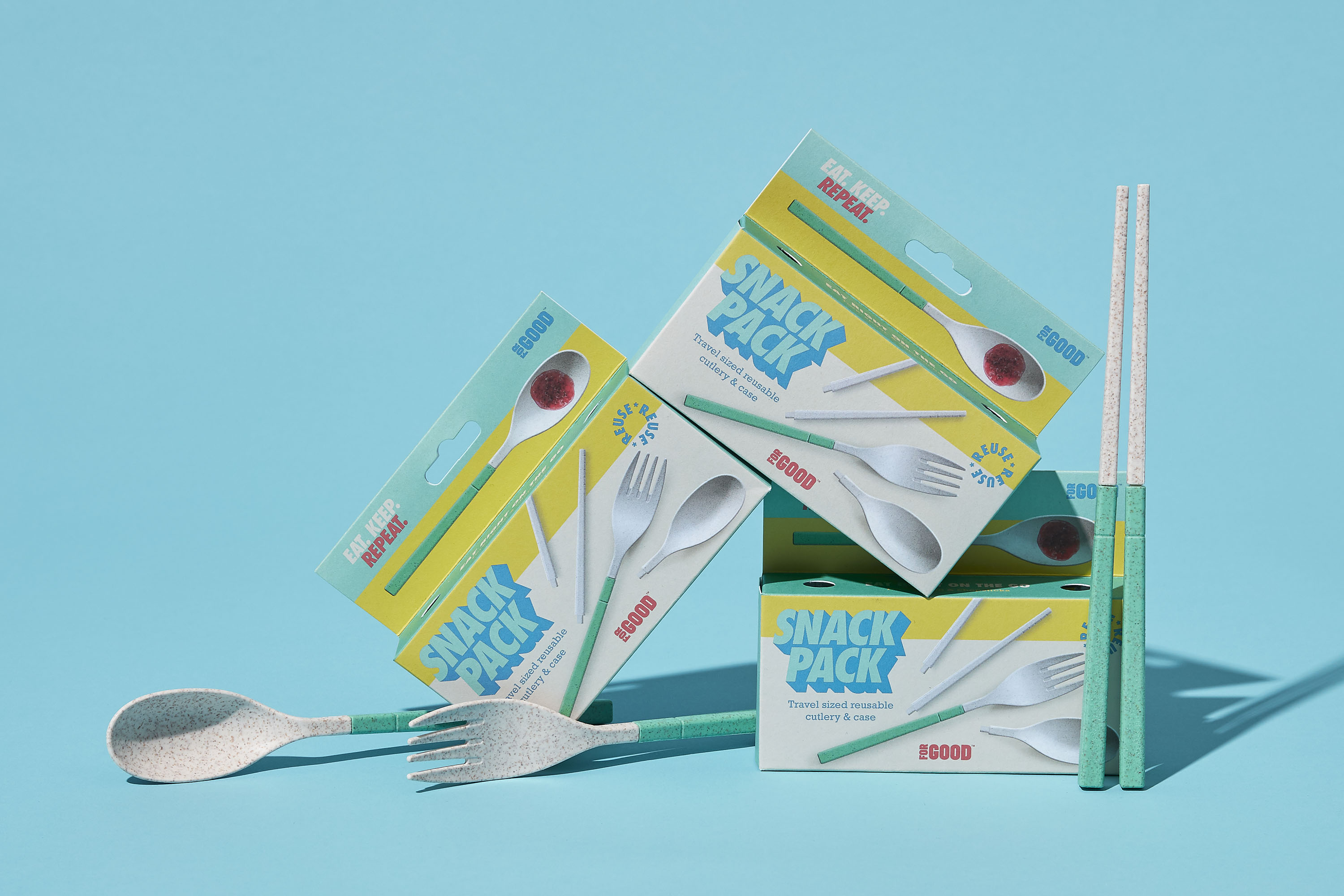 Snack Pack - Wiederverwendbares Besteck und Etui in Reisegrösse