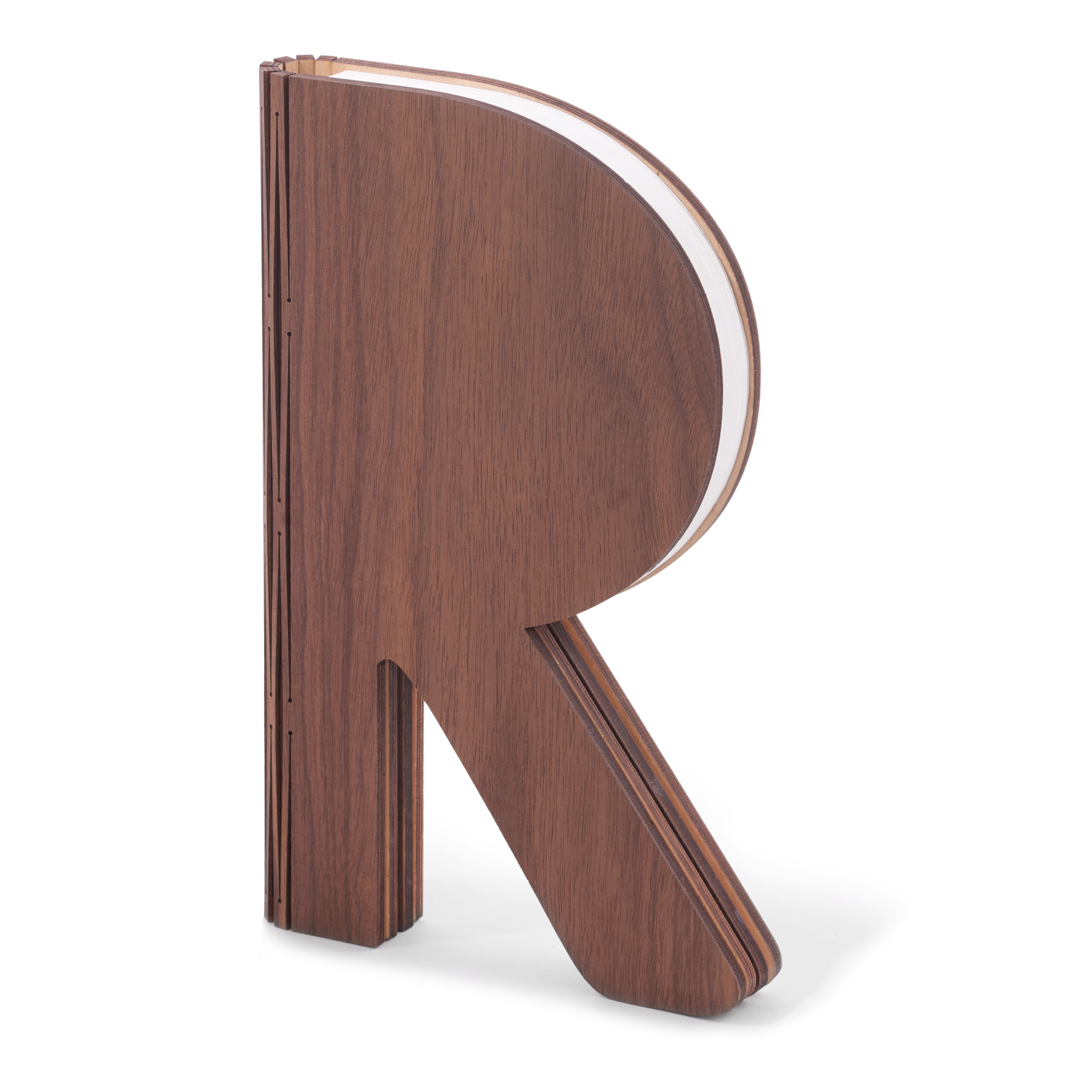 Walnut, R-Form, inkl. USB Ladekabel, warmes Licht