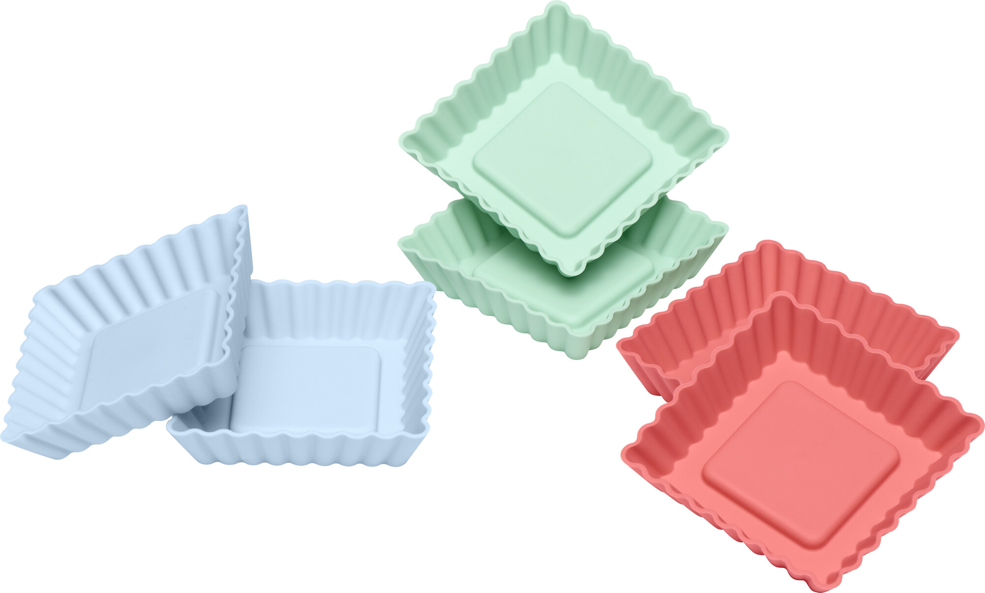 Flexiform Squared flan mini 6pcs set pastel mix