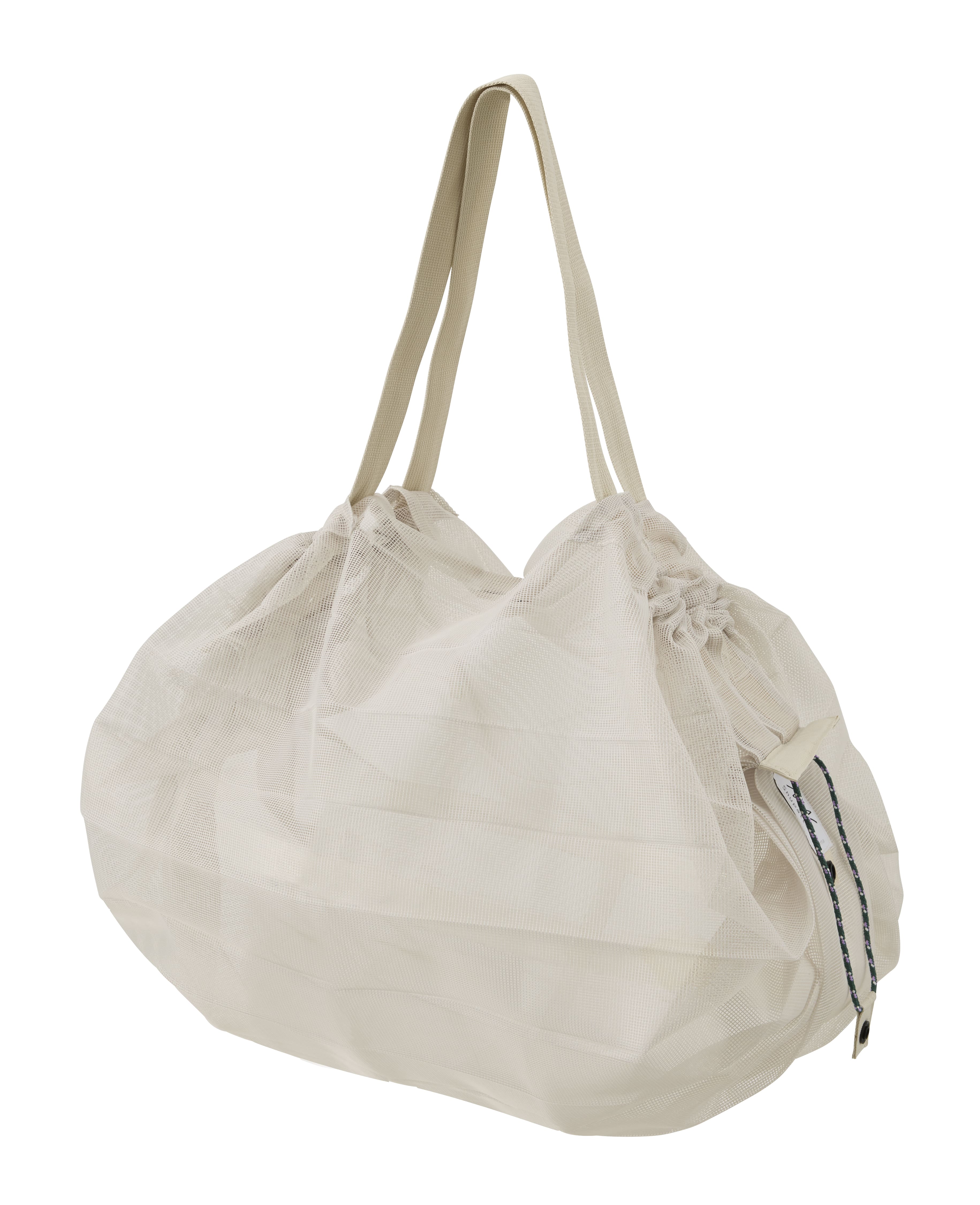 Mesh Bag, Sand Beige - M - Faltbare Tasche One-Pull (patentiert)