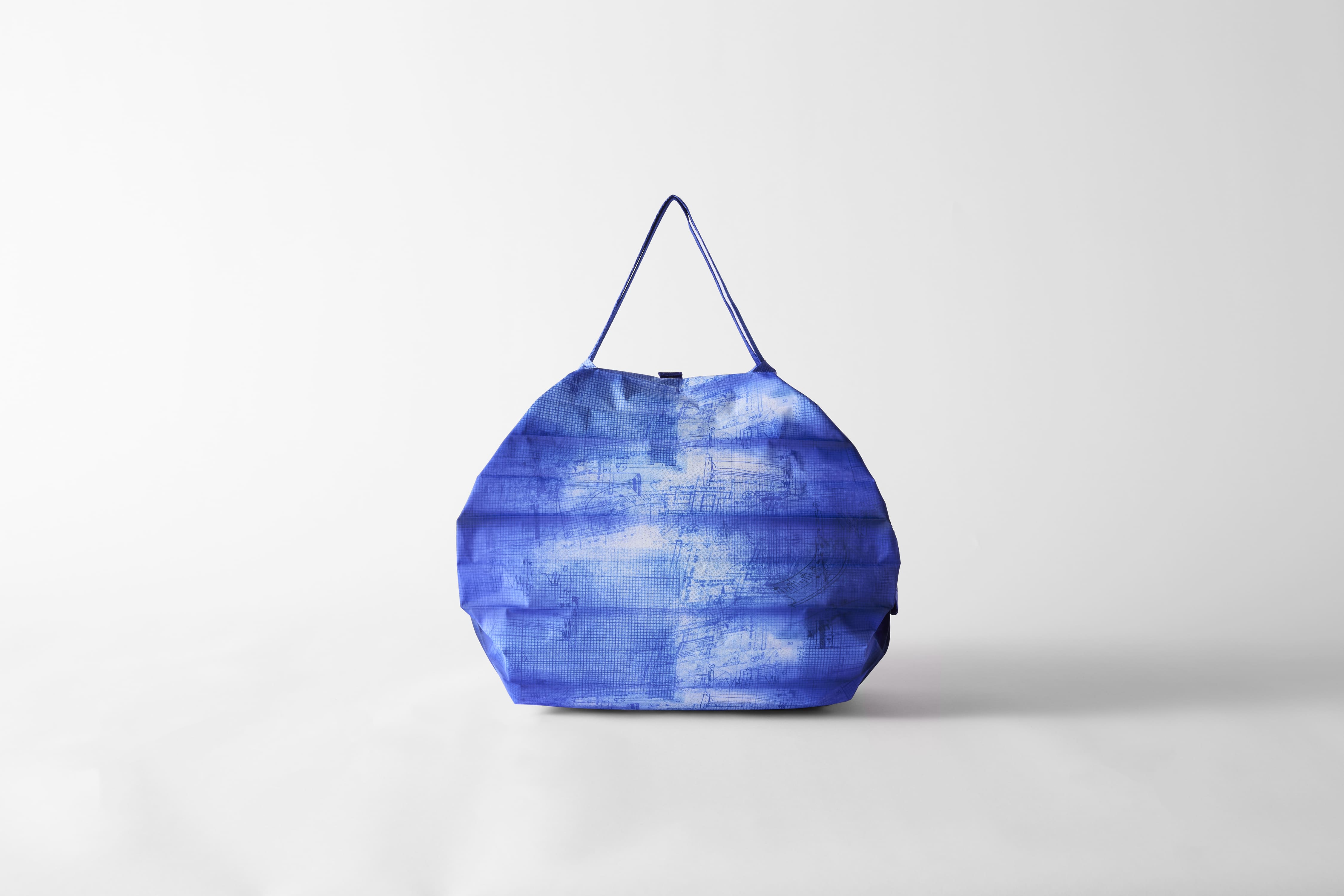 Compact Bag M, "10th Anniversary" Inception blau - Faltbare Tasche One-Pull (patentiert)