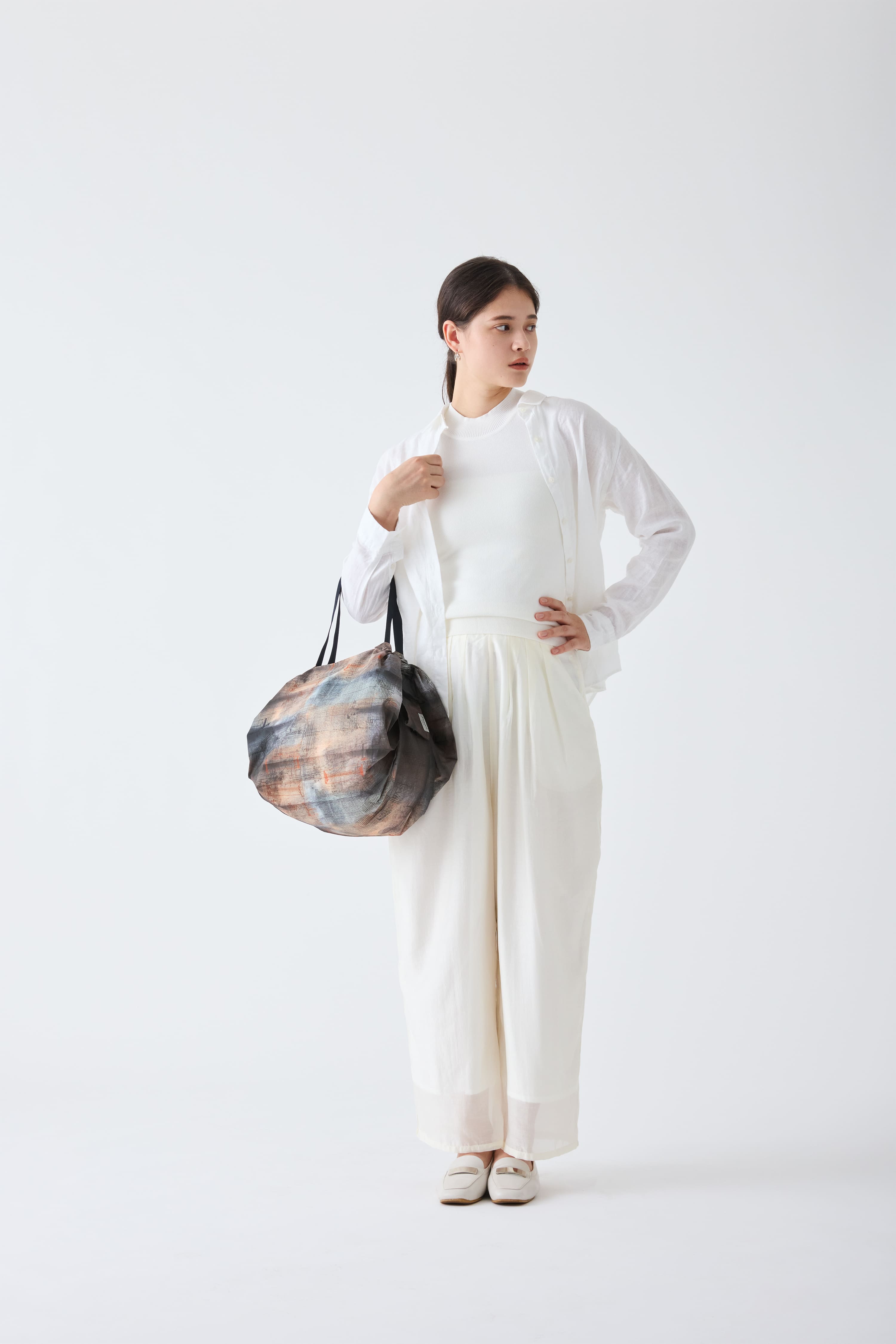 Compact Bag M, "10th Anniversary" Inception grau - Faltbare Tasche One-Pull (patentiert)