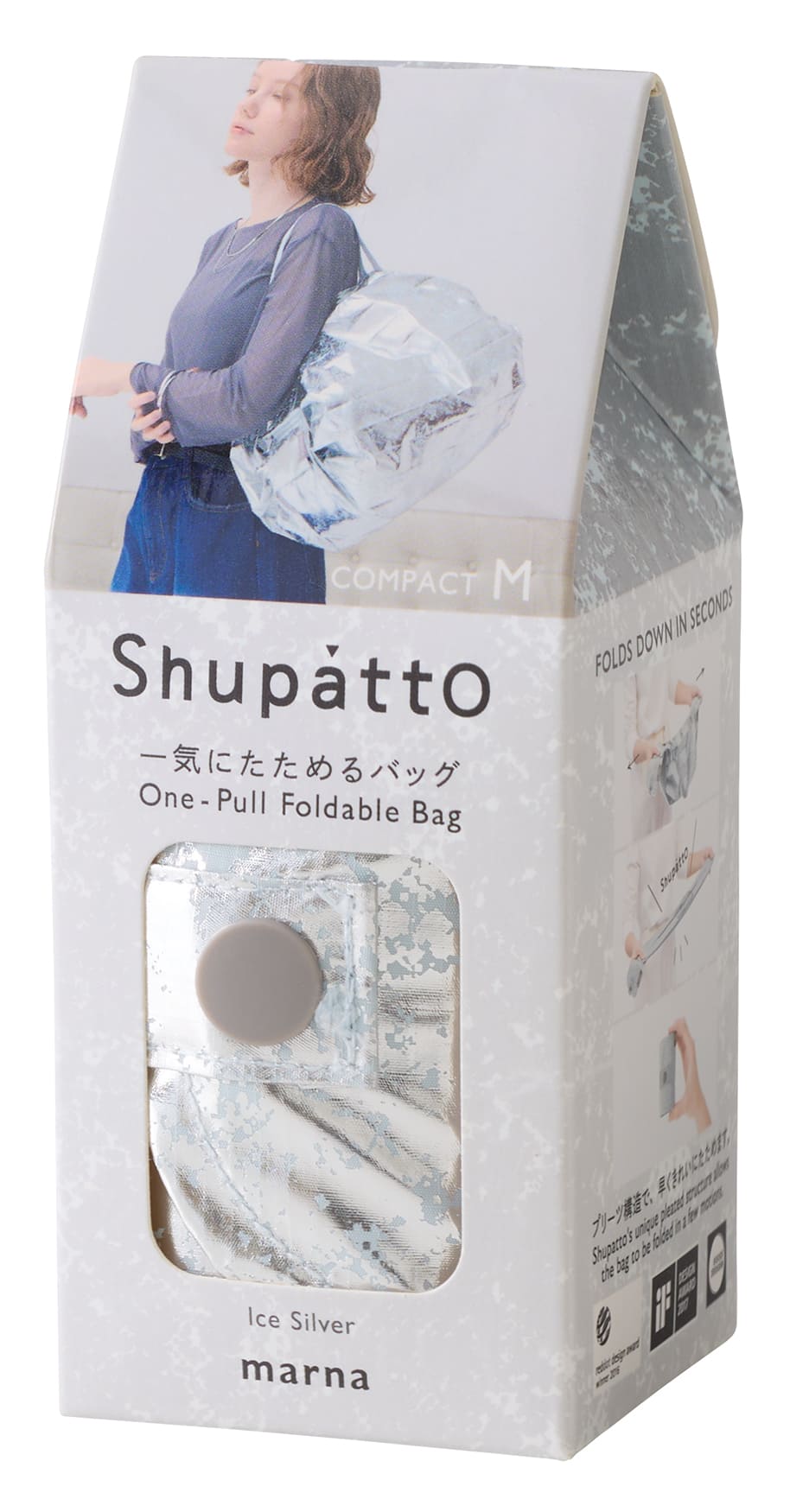 Compact Bag M - Ice Silver - Faltbare Einkaufstasche