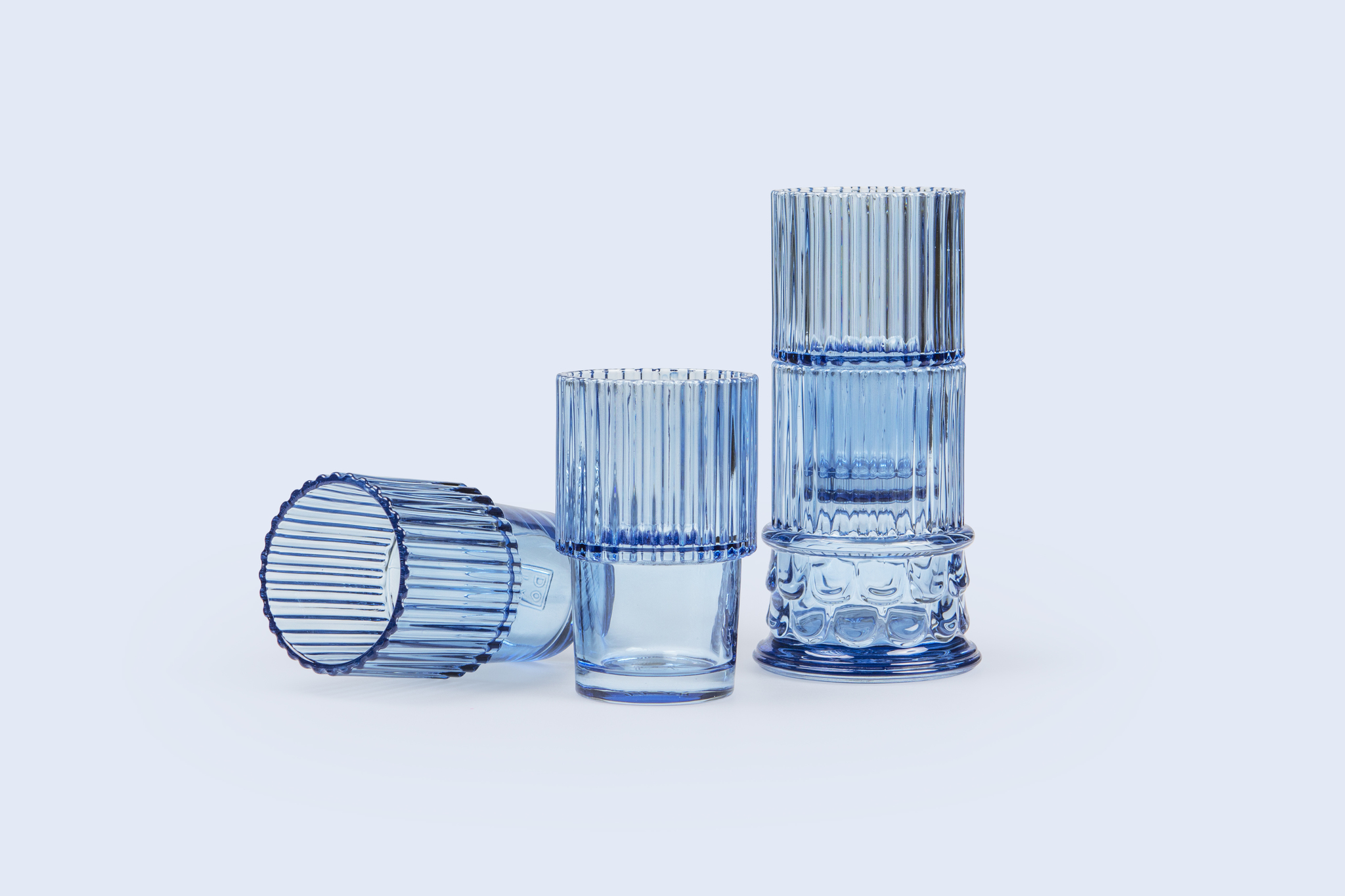 Set of four stackable glasses