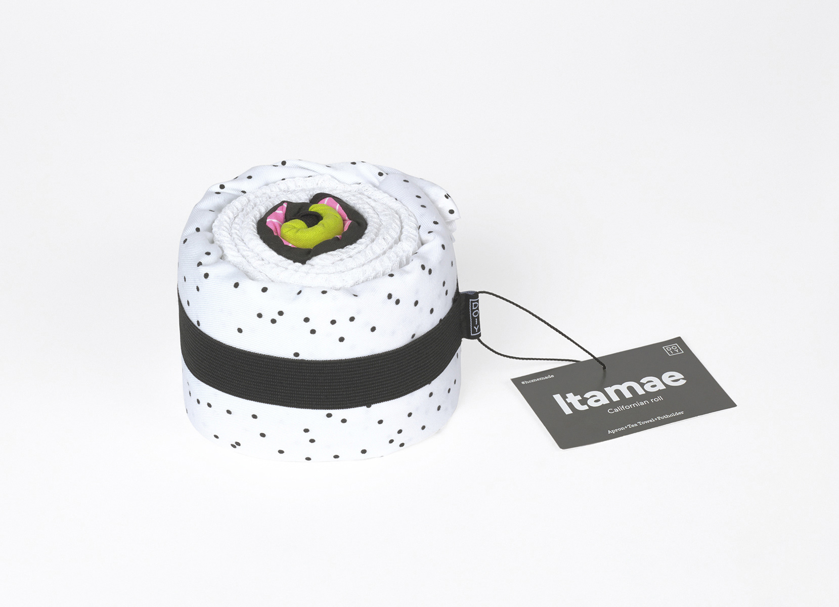 Set of an apron, a pot holder and a tea towel