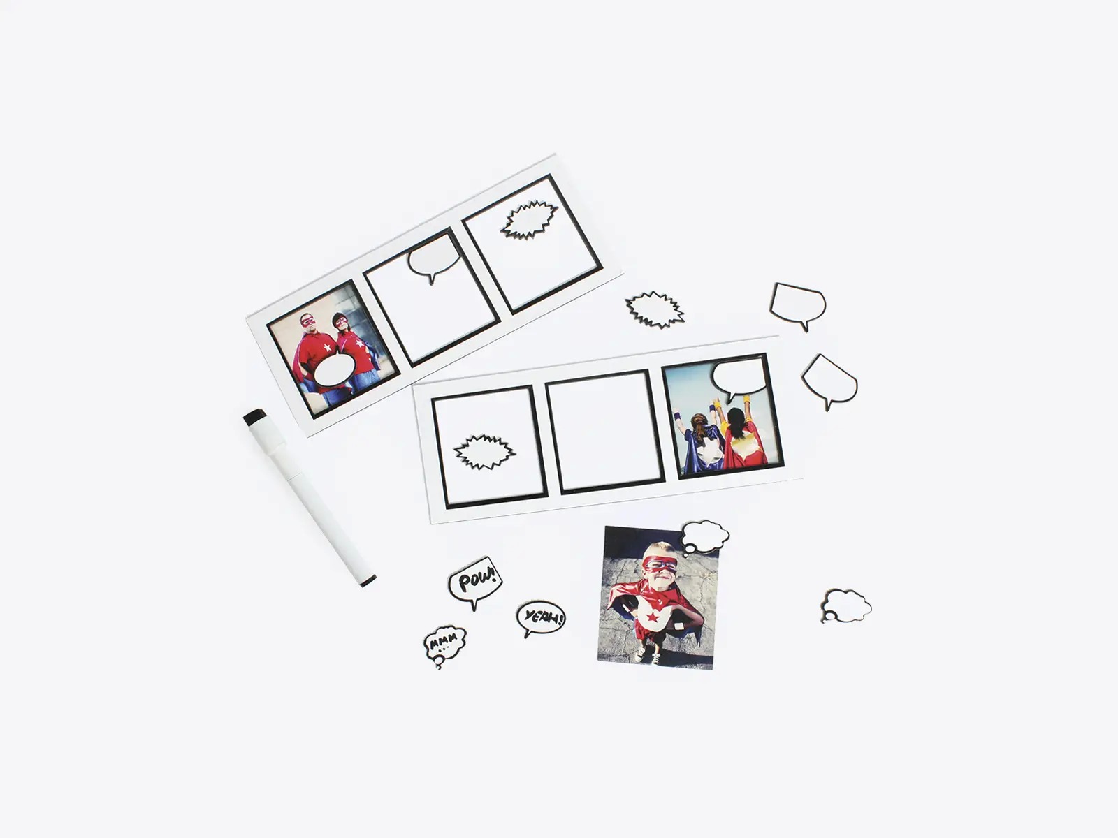 Set of magnets and dry-erase pen