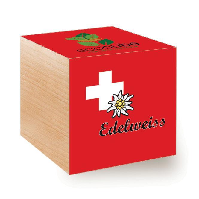 Ecocube Edelweiss Swiss - Pflanzen im Holzw&#252;rfel