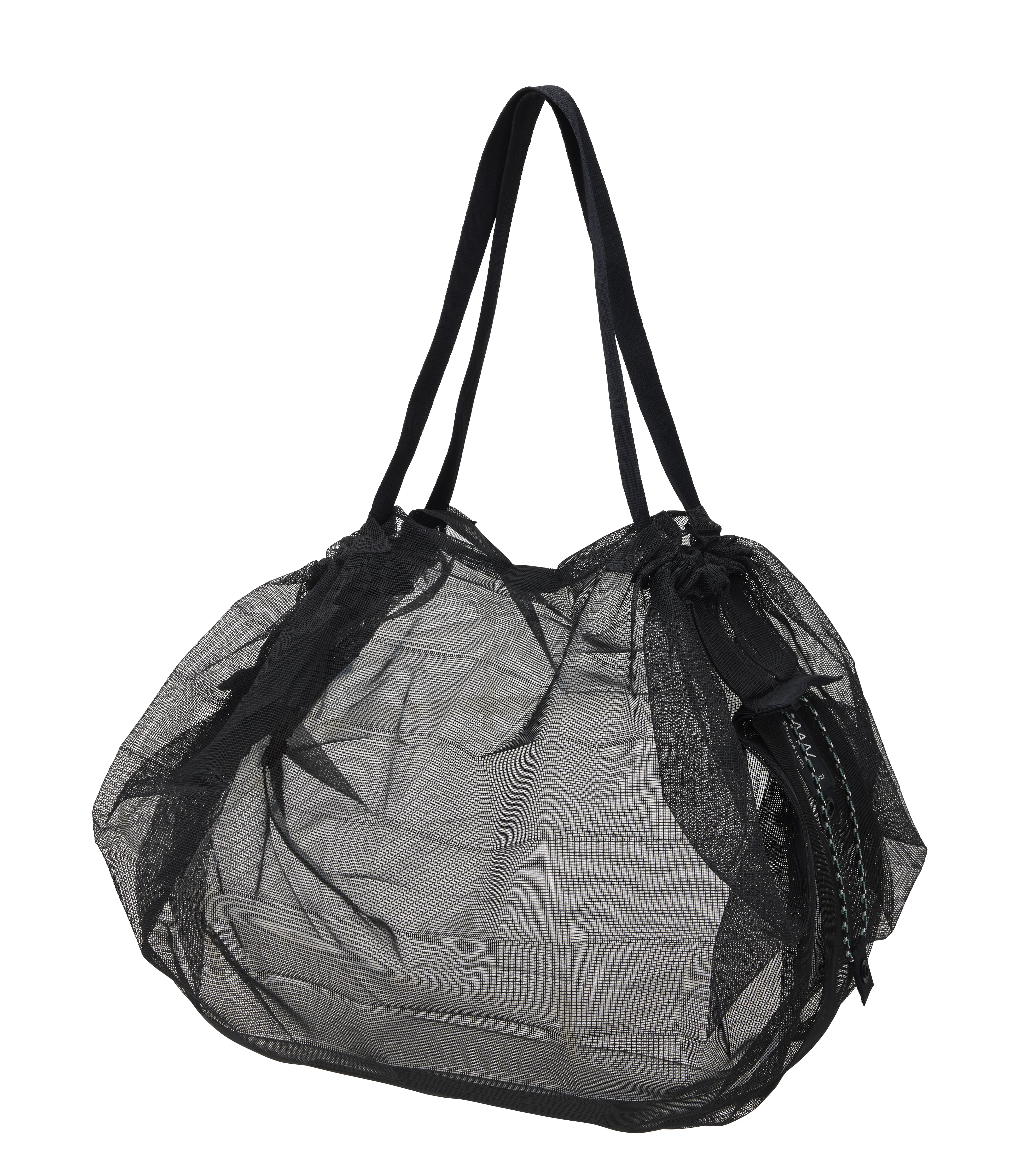 Mesh Bag, Black - M - Faltbare Tasche One-Pull (patentiert)