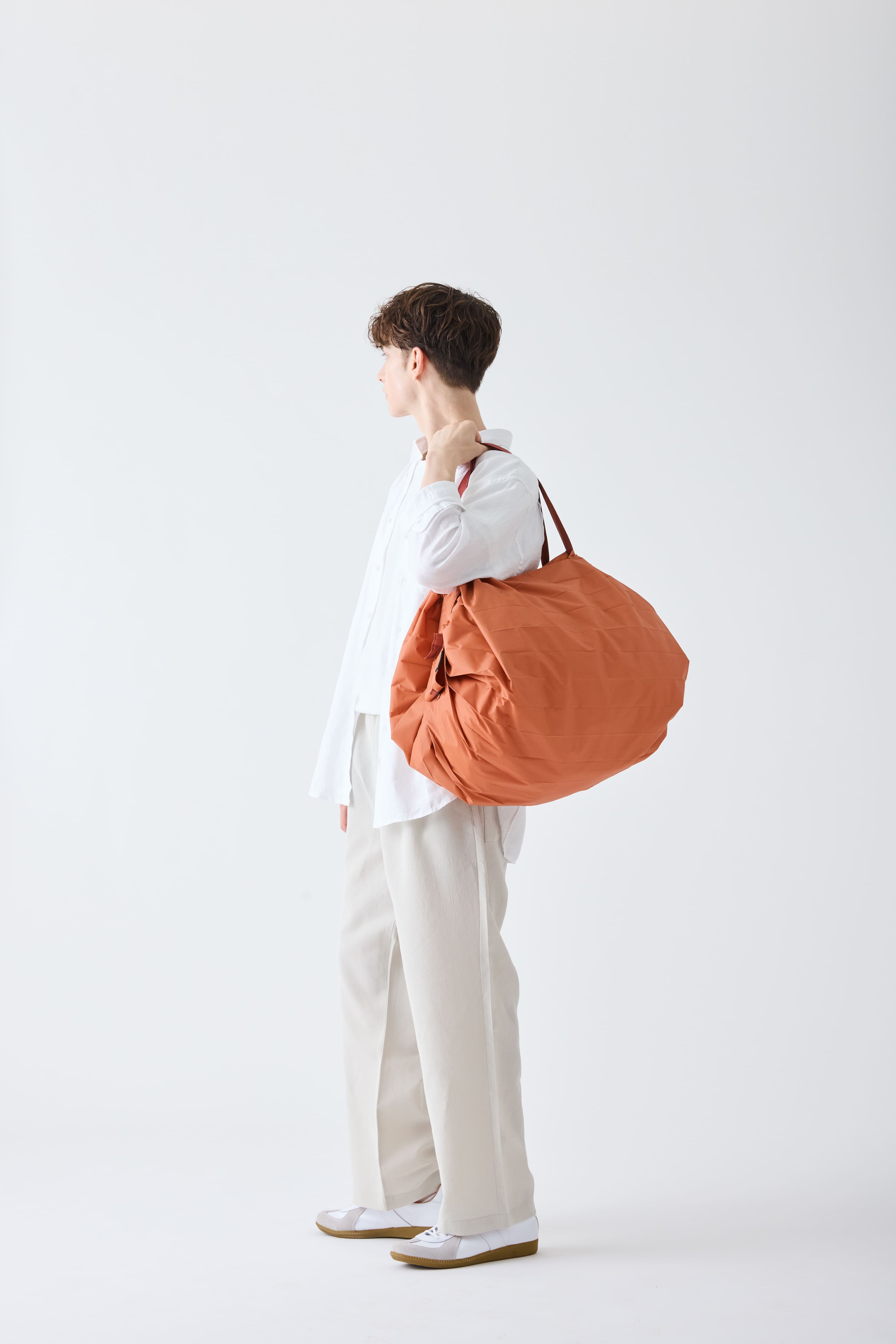 Compact Bag L - Brick Brown - Faltbare Einkaufstasche One-Pull (patentiert)