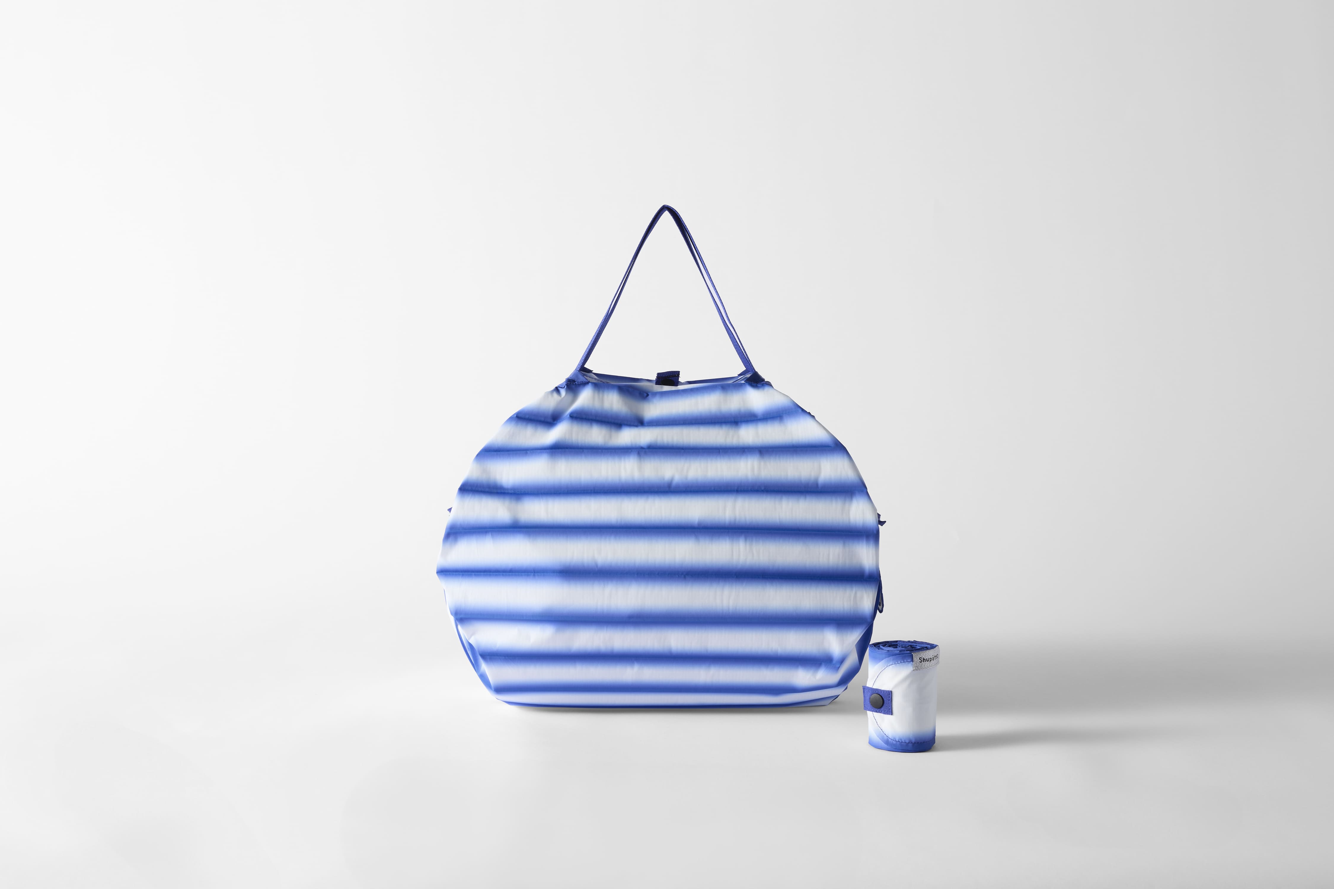 Compact Bag M, "10th Anniversary" Highlight blau - Faltbare Tasche One-Pull (patentiert)