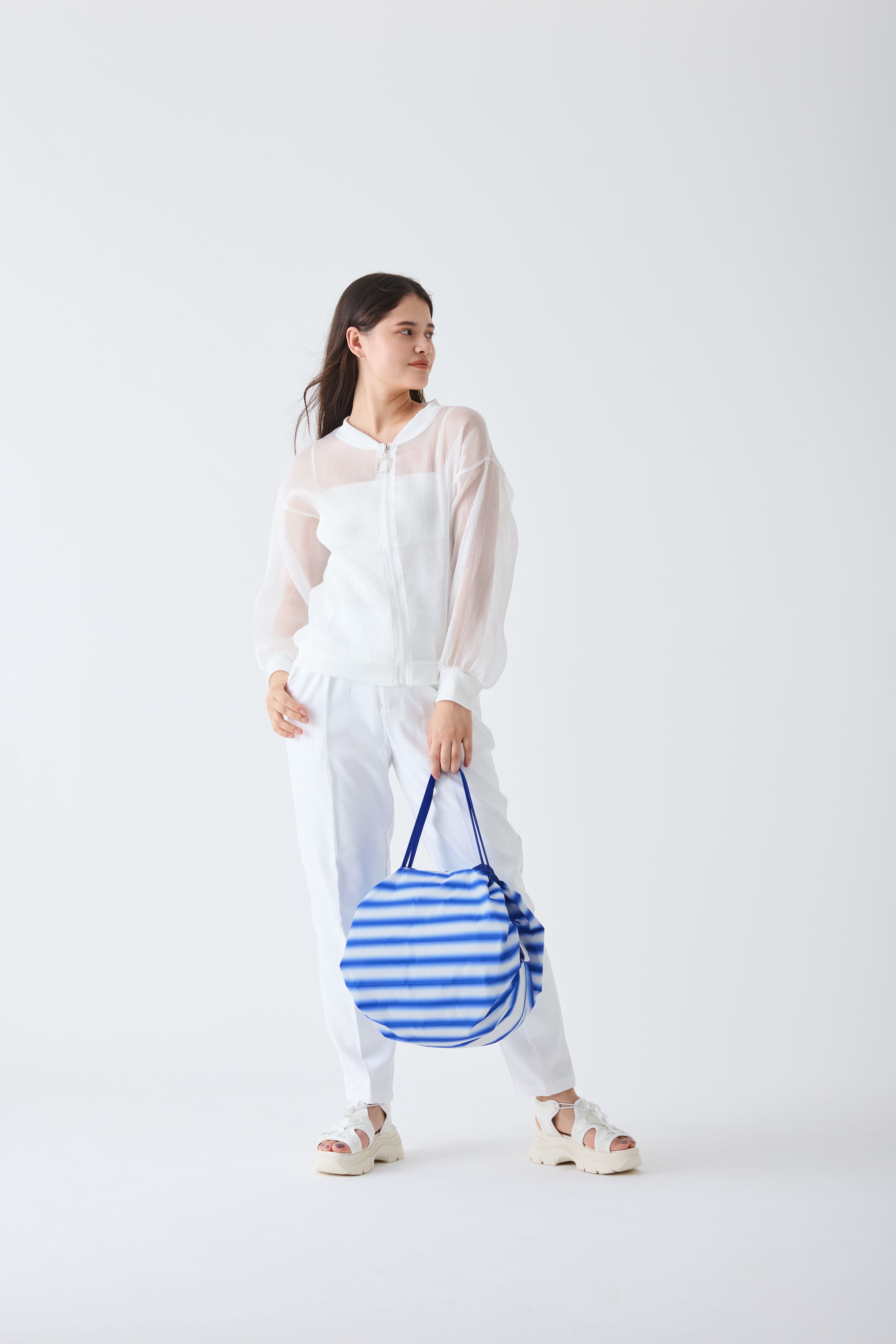 Compact Bag M, "10th Anniversary" Highlight blau - Faltbare Tasche One-Pull (patentiert)