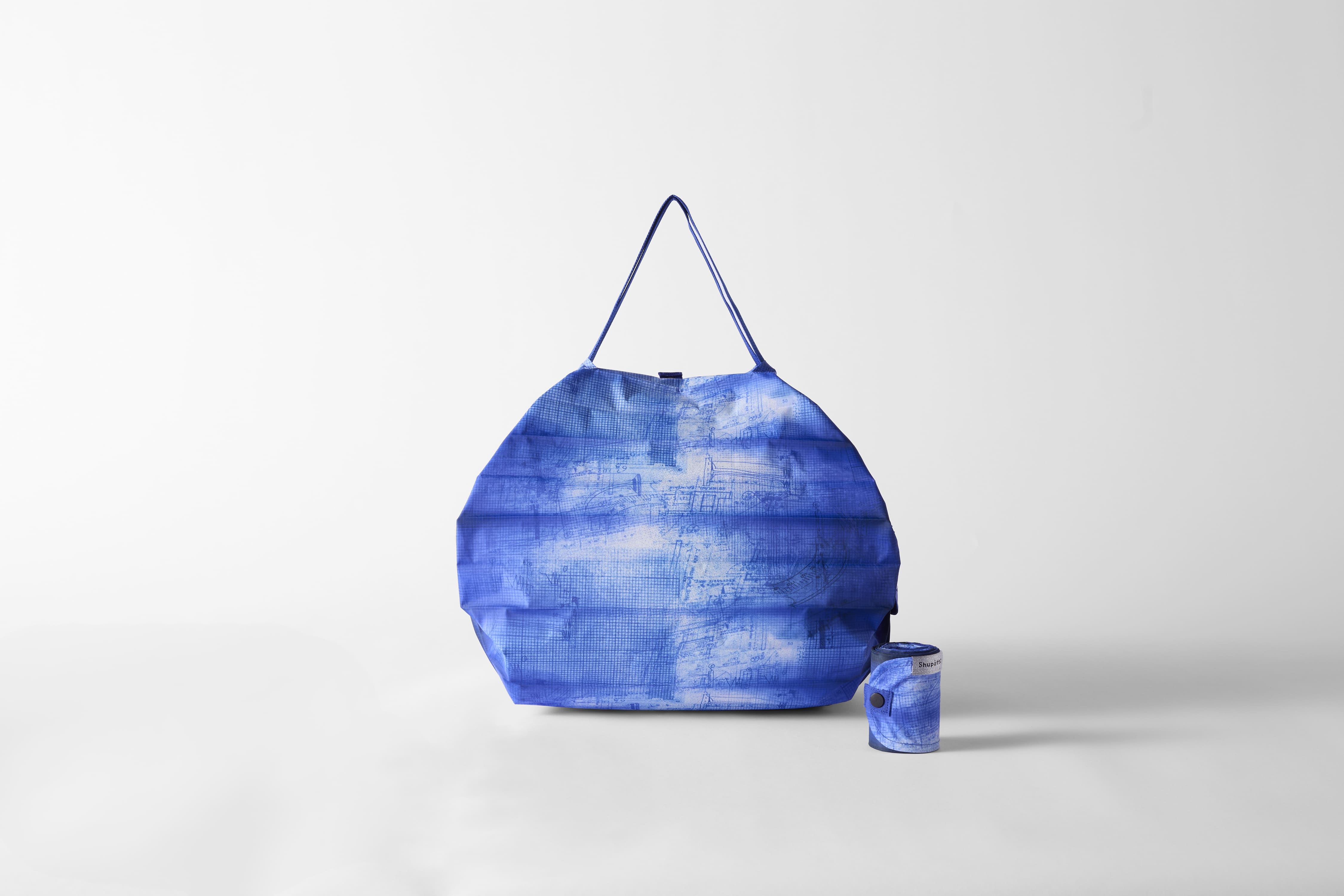 Compact Bag M, "10th Anniversary" Inception blau - Faltbare Tasche One-Pull (patentiert)