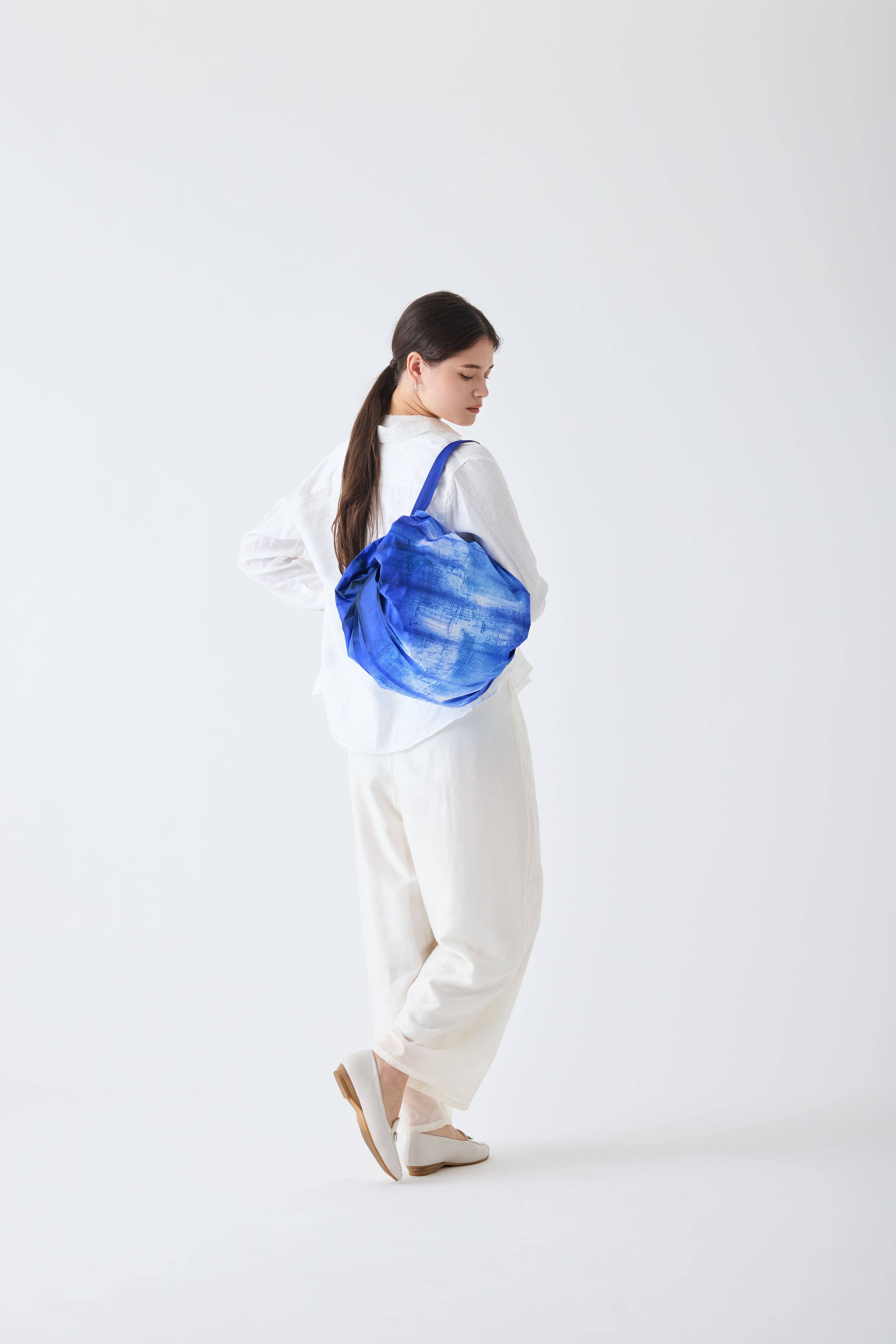 Compact Bag M, "10th Anniversary" Inception blau - Faltbare Tasche One-Pull (patentiert)