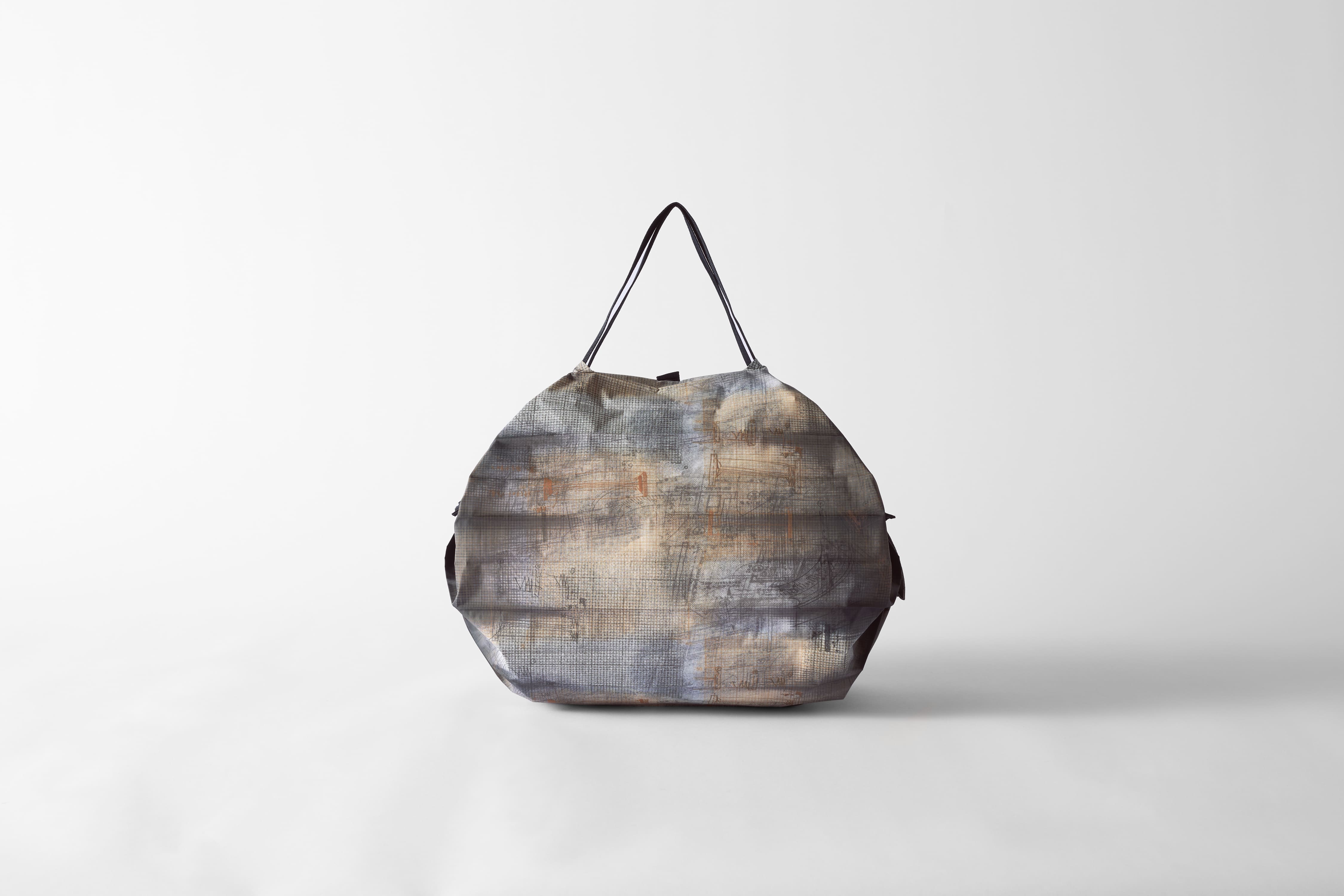 Compact Bag M, "10th Anniversary" Inception grau - Faltbare Tasche One-Pull (patentiert)